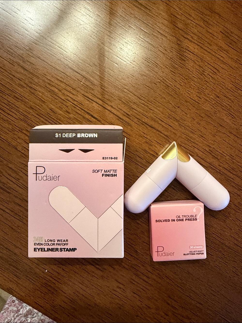 Pudaier Eyeliner Stamp & Blotting Papers in deep brown